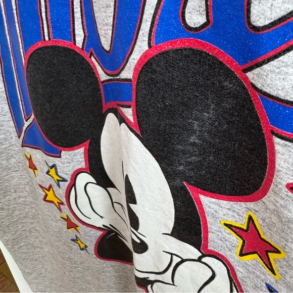 Vintage 90s Disney Mickey Mouse Nightgown Grey Graphic Nightshirt Nightie Y2K - Picture 4 of 13